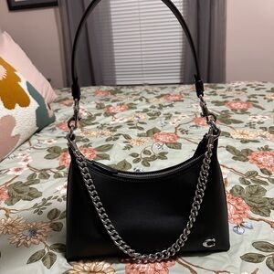 COACH Juliet 25 Black Leather Shoulder Bag with Chain